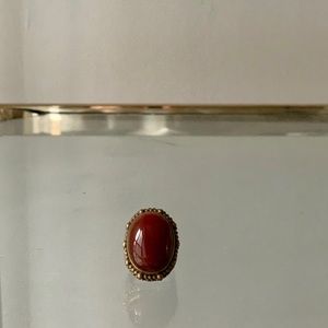 Stephen Dweck Red Agate Brass Ring